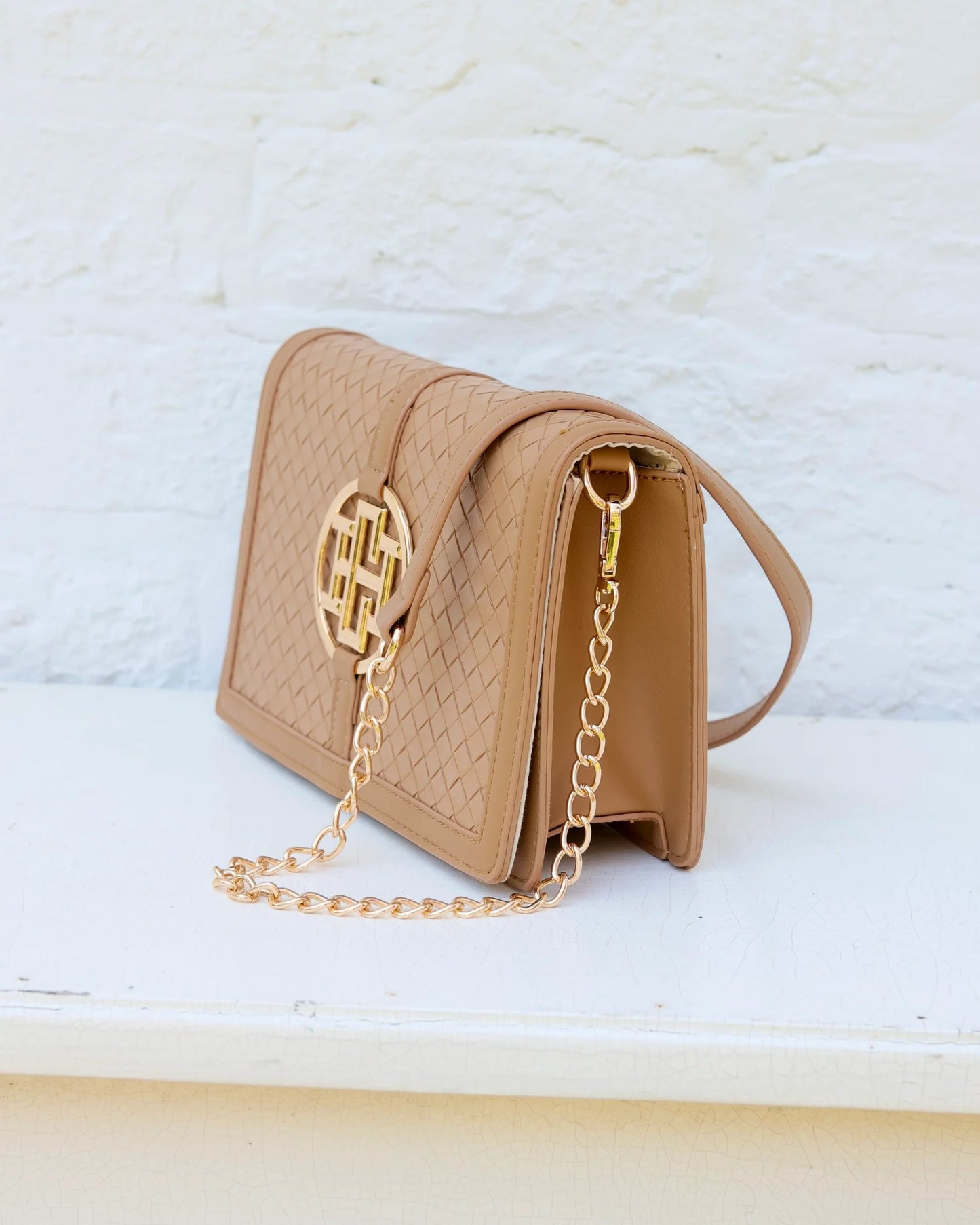 Cecilia Circle Logo Woven Handbag
