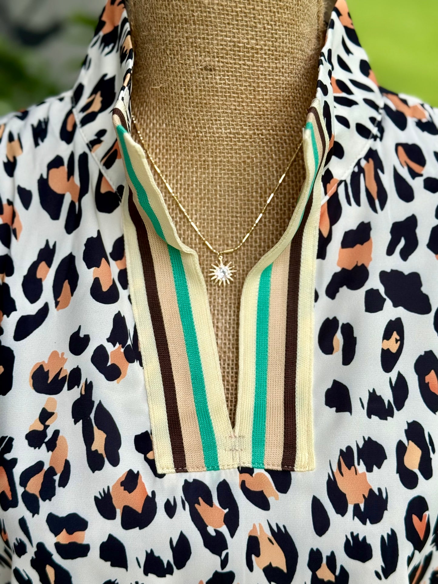 Leopard Color Block Top