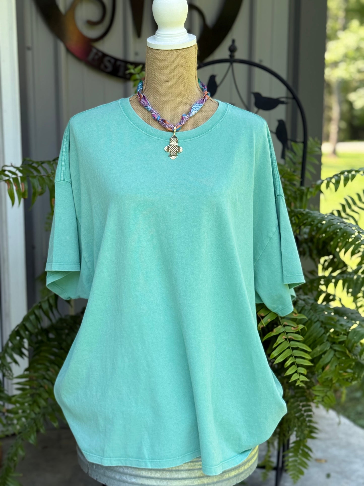 Amy Mineral Washed Oversized Crew Neck Tee