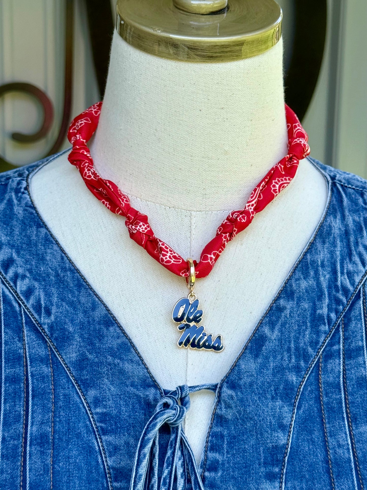 Ole Miss Rebels Logo Bandana Scarf Necklace