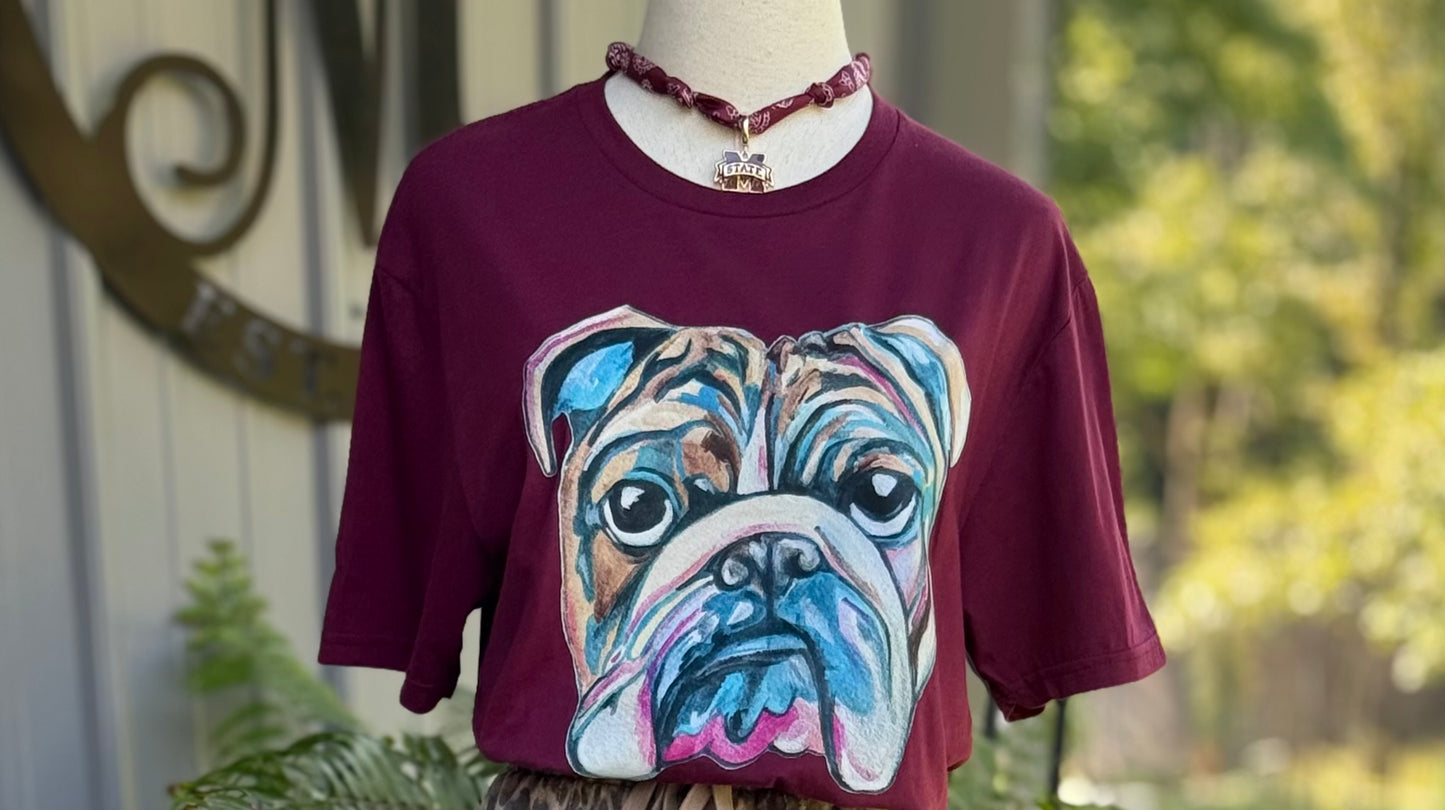 Watercolor Bulldog Graphic Tee