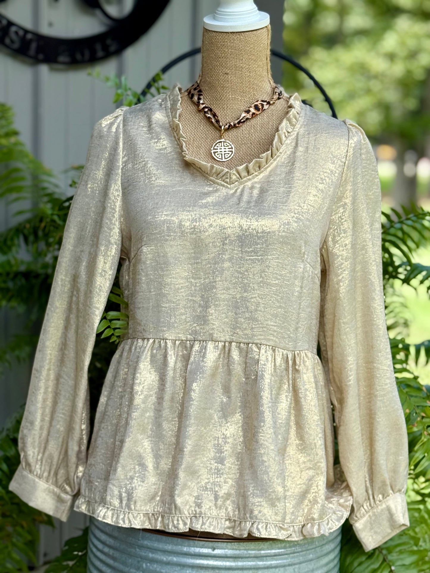 Shimmer Gold Baby Doll Top