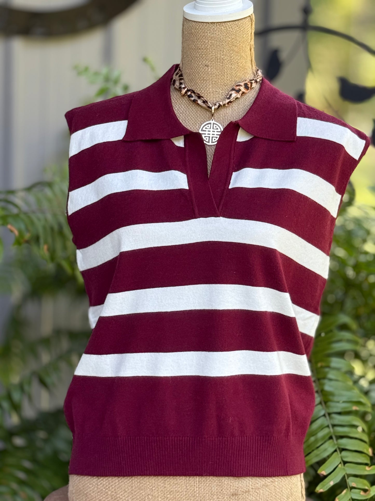 Striped Sleeveless Sweater