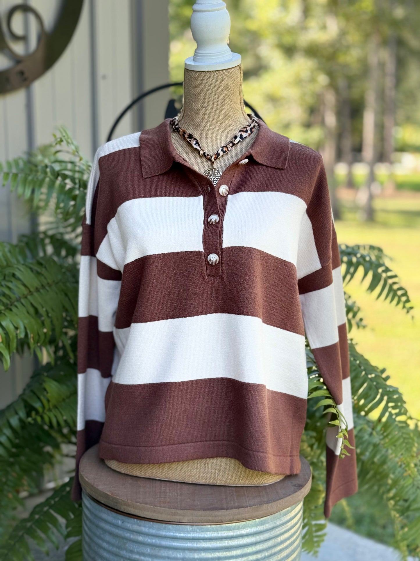 Amy Striped Polo Sweater