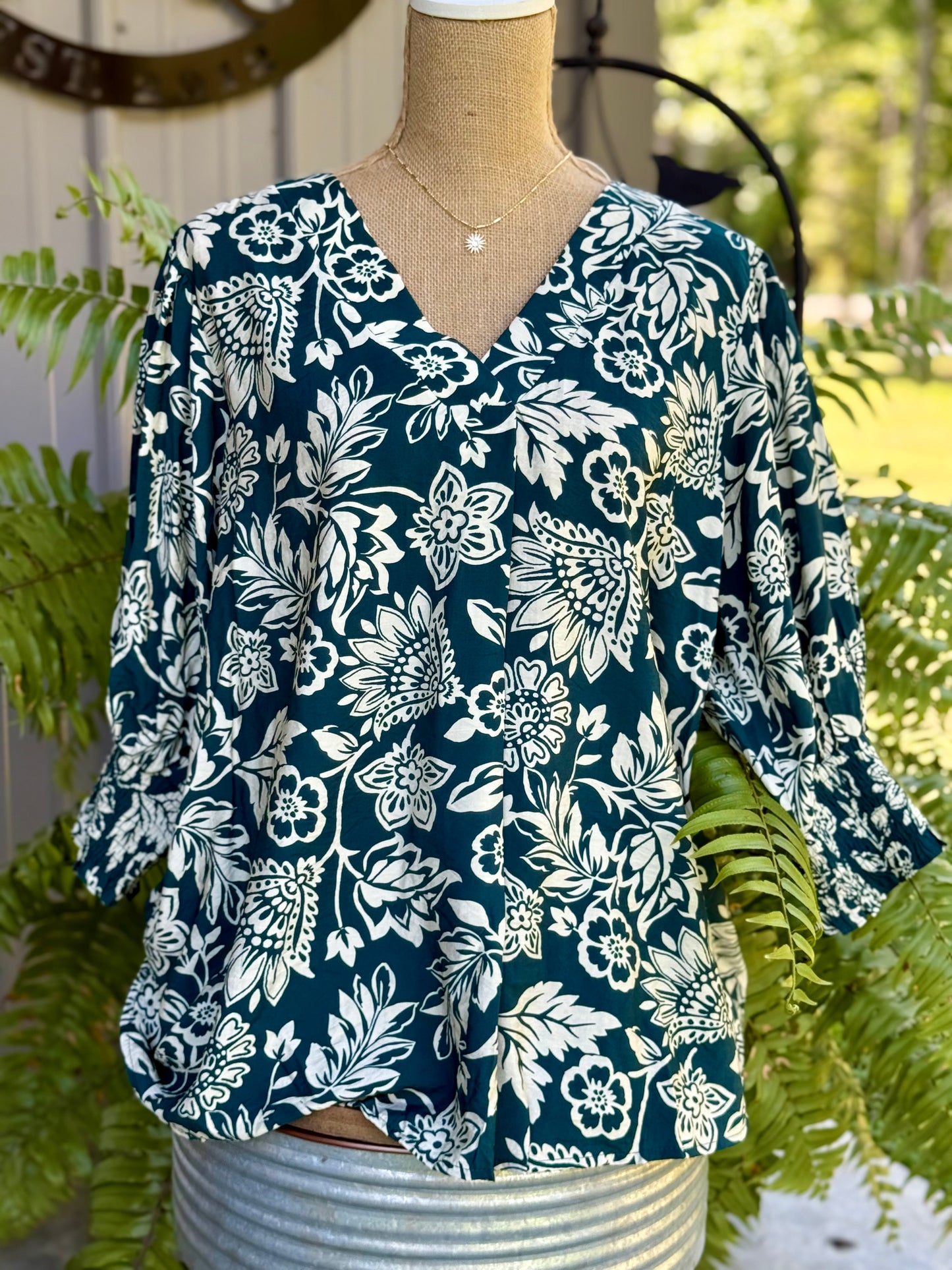 Boho Green Wave Plus Top