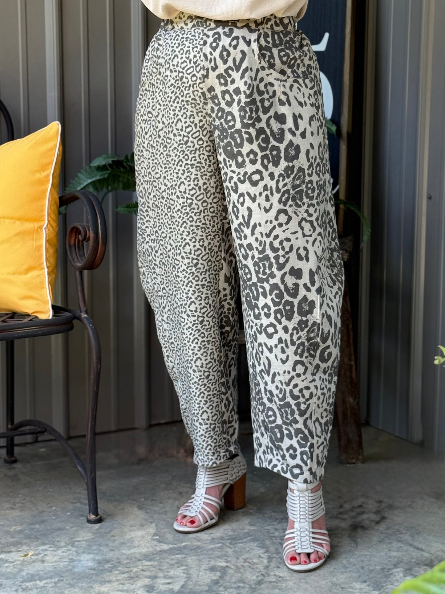 The Leopard Pull on Barrel Pant