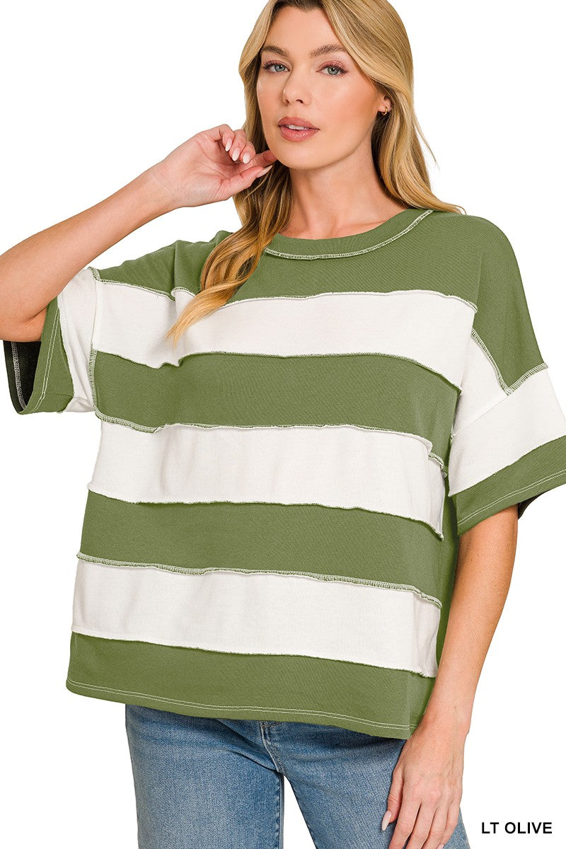 French Terry Striped Top