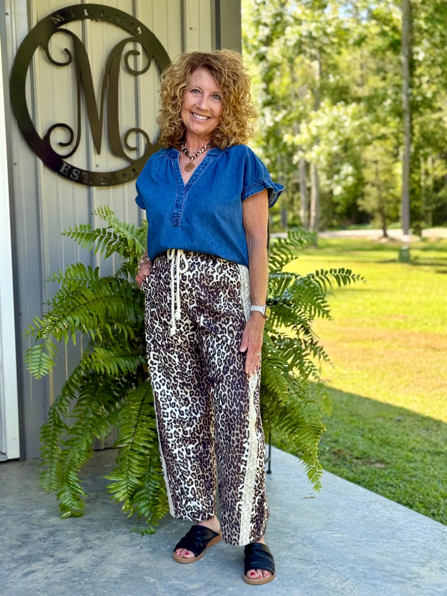 Leopard Drawstring Pant