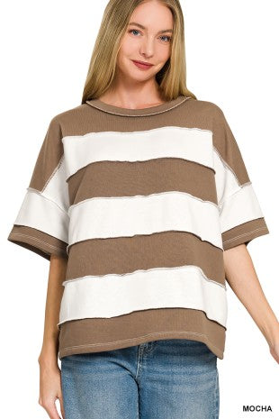 French Terry Striped Top