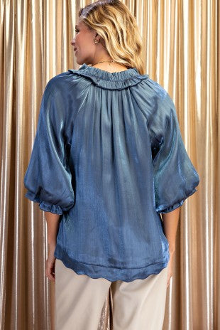 Josie Shimmery Scalloped Edged Blouse