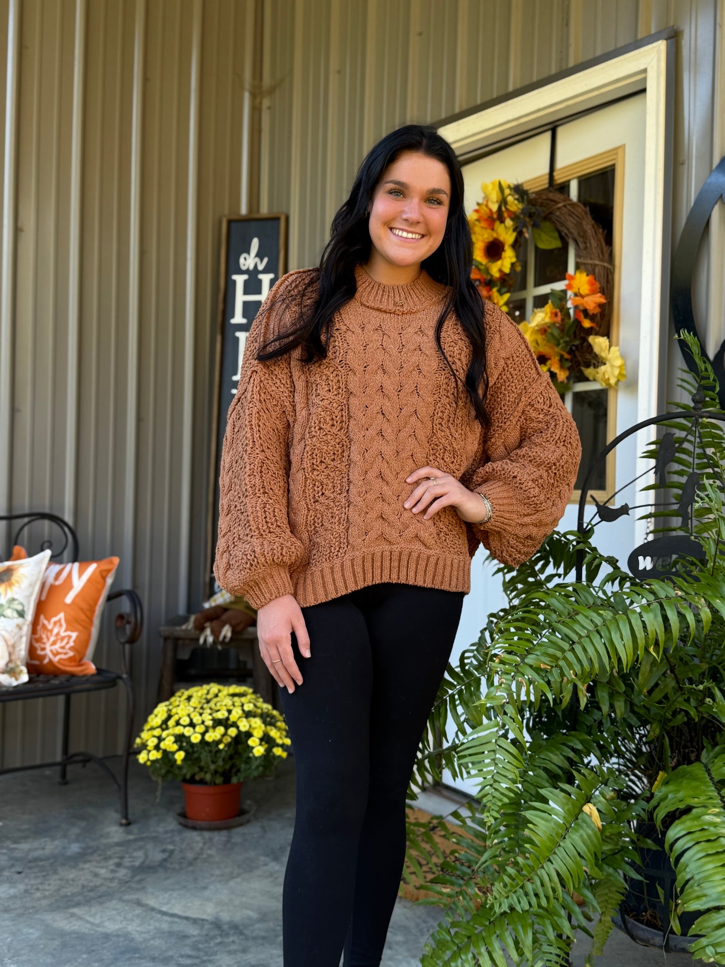 Luna Mock Neck Cable Sweater