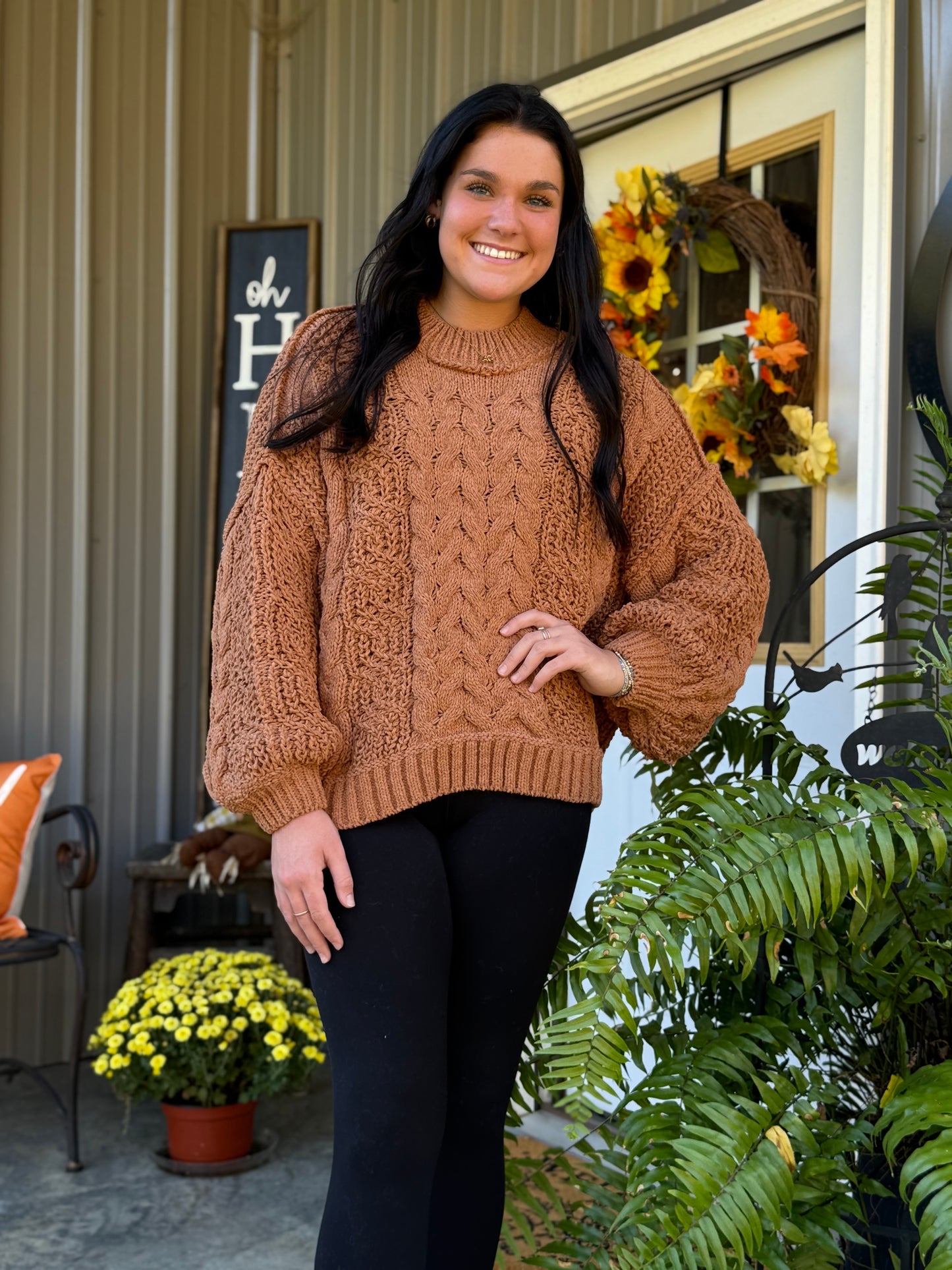 Luna Mock Neck Cable Sweater