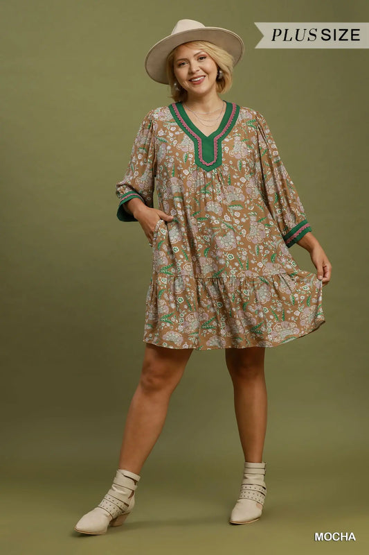 Boho Floral Tiered Plus Dress