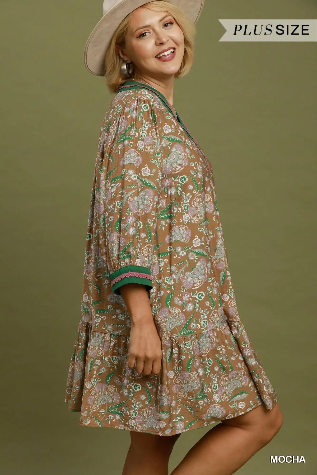 Boho Floral Tiered Plus Dress