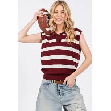 Striped Sleeveless Sweater