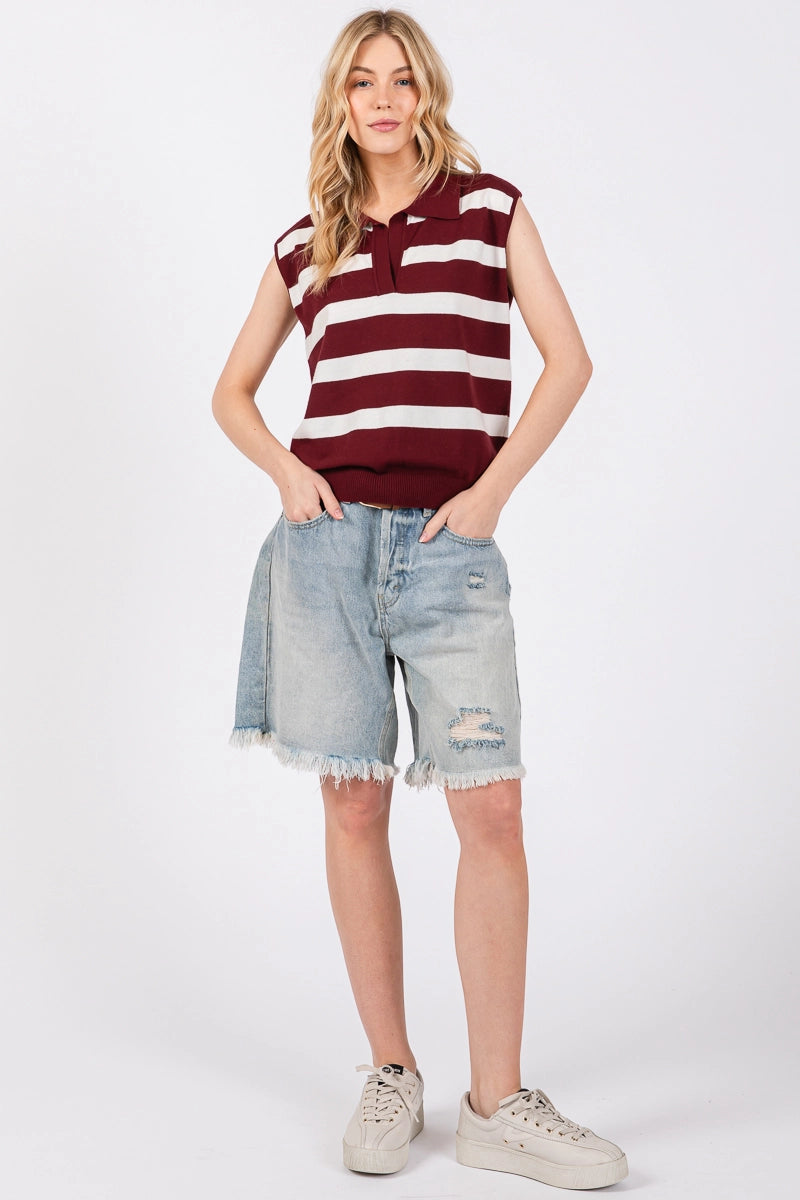 Striped Sleeveless Sweater