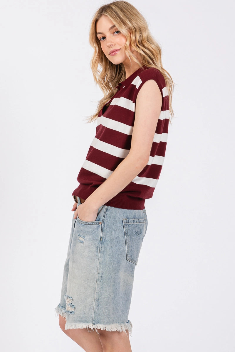 Striped Sleeveless Sweater