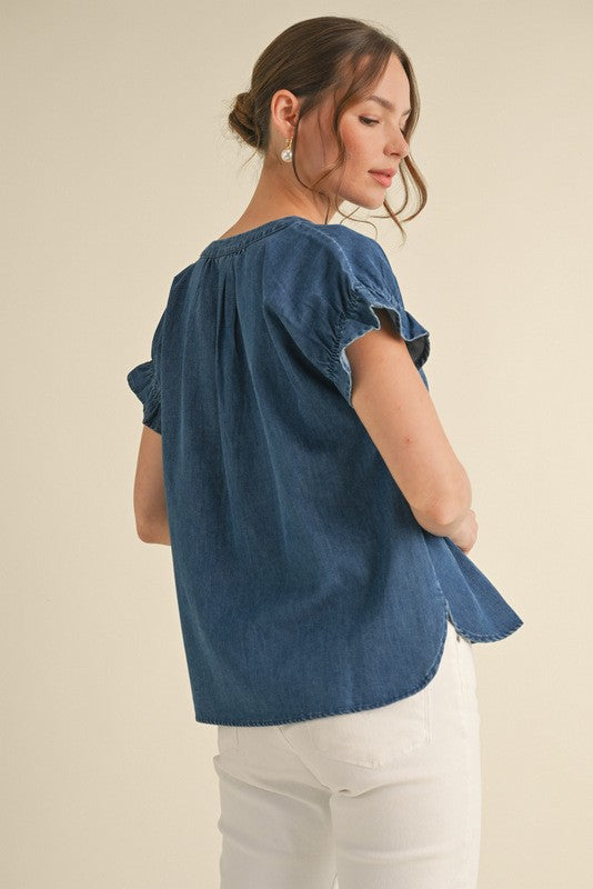 The Denim Short Sleeve Top