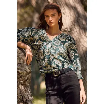 Boho Green Wave Plus Top