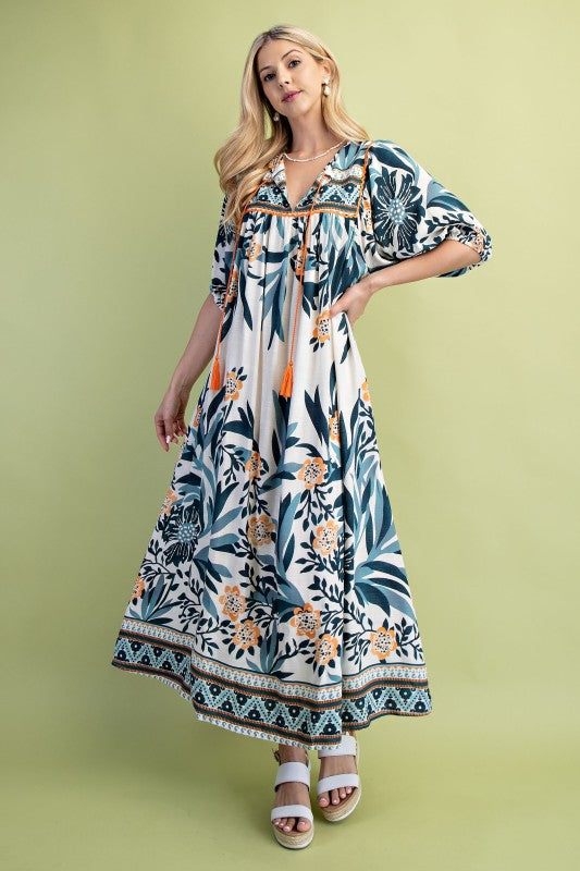 Jenna Boho Style Midi Dress