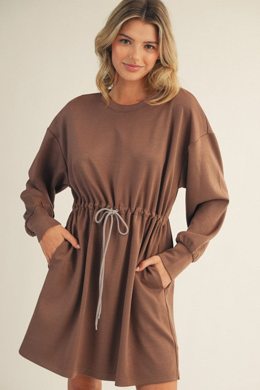 Claire Solid Drawstring Dress