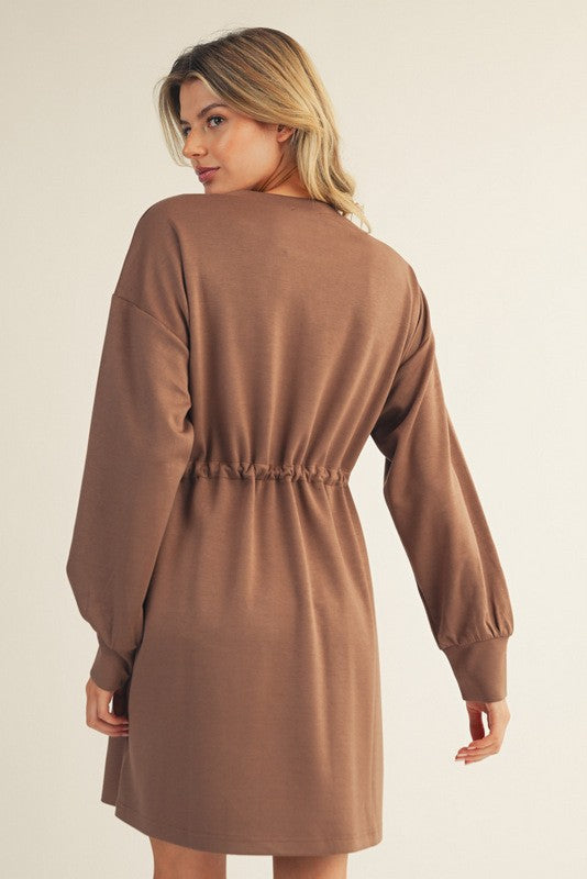 Claire Solid Drawstring Dress