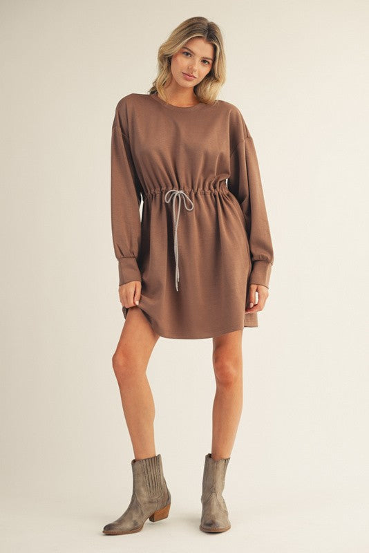 Claire Solid Drawstring Dress