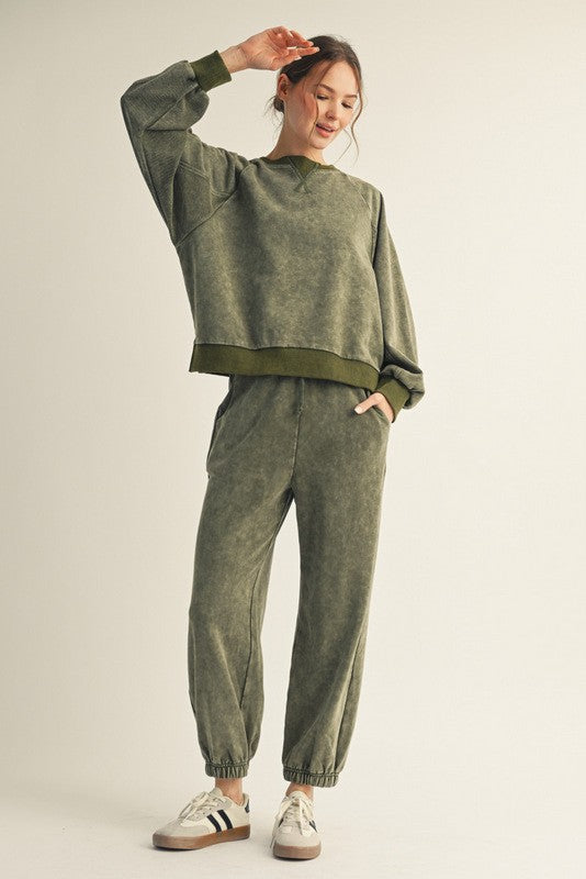 Comfy Garment Washed Jogger Set