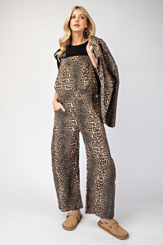 The Leopard Denim Overall
