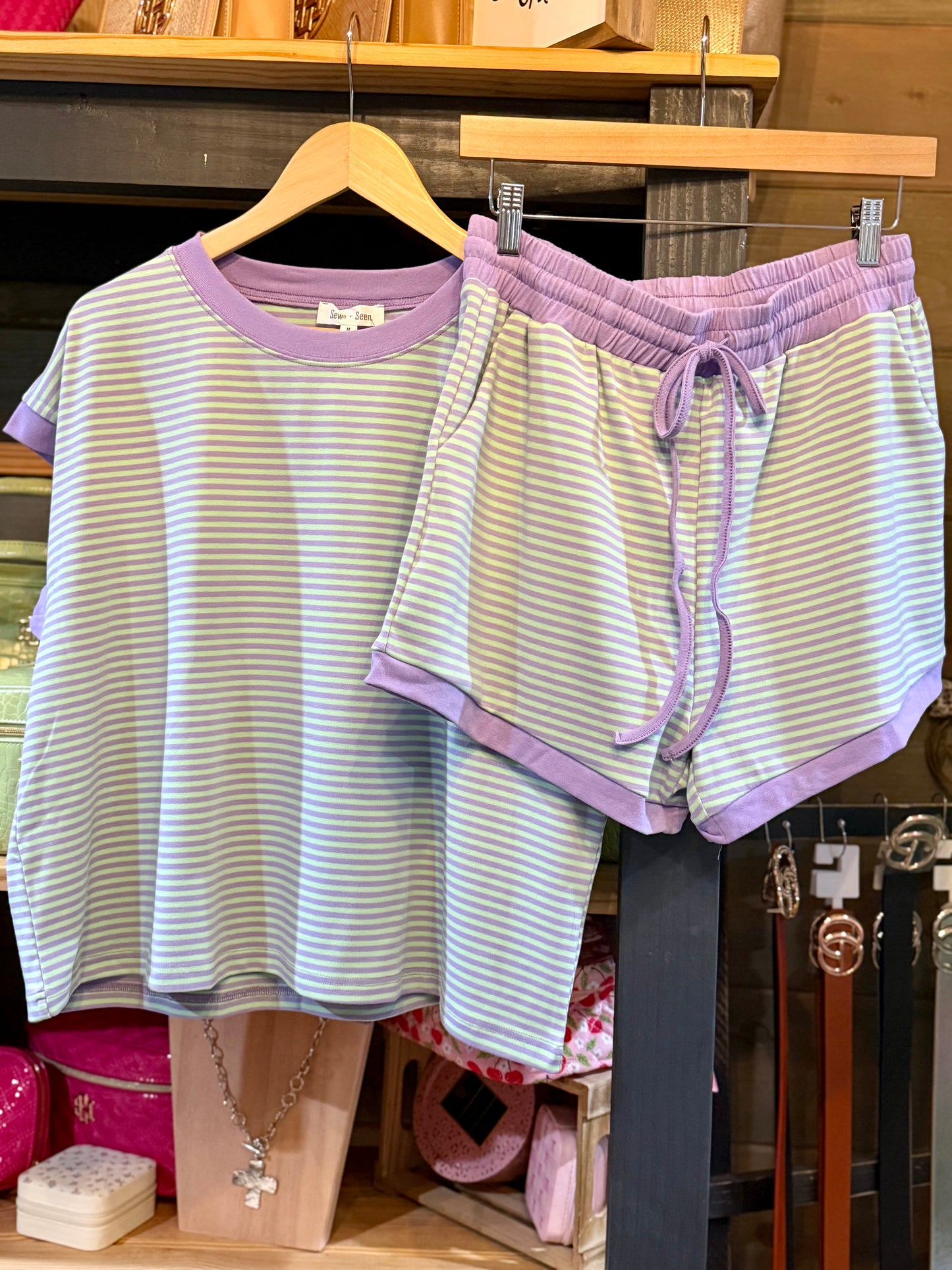 Striped Knit Short Set
