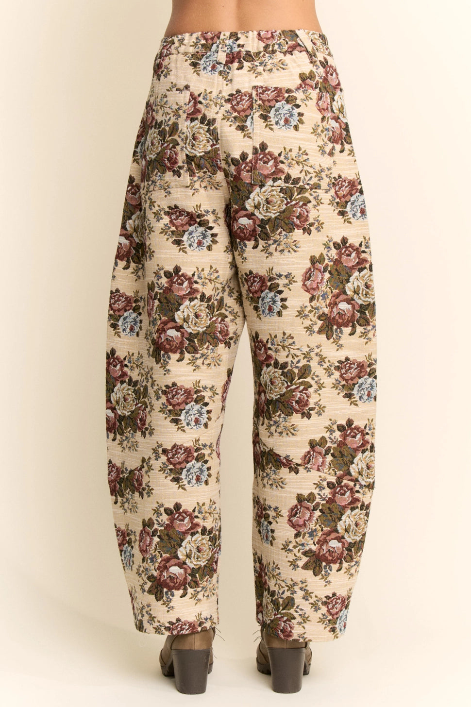 Vintage Inspired Floral Barrel Pants