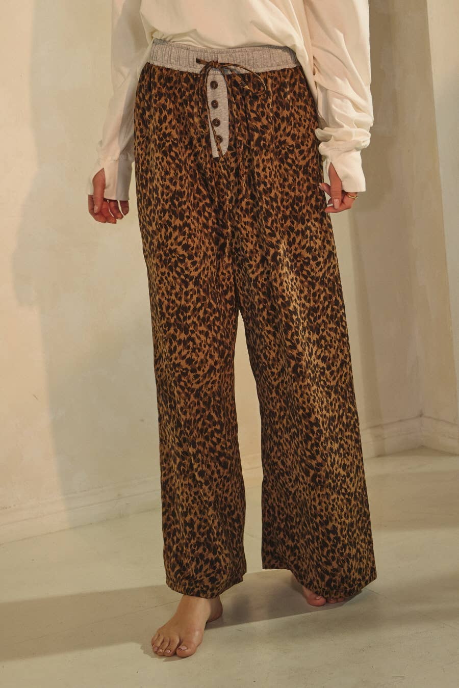 Jaren Leopard Wide Leg Pull On Pants