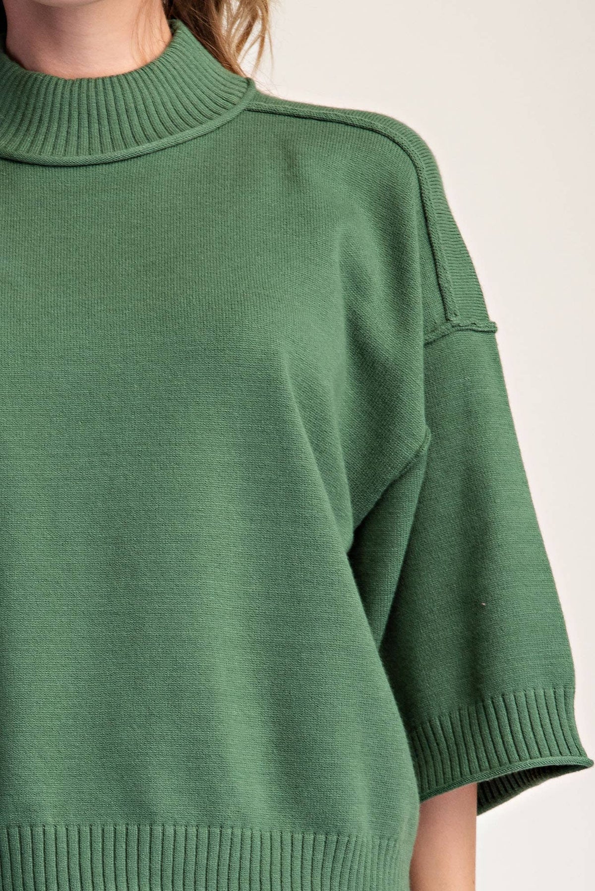 Lilly Mock Neck 3/4 sleeves Sweater