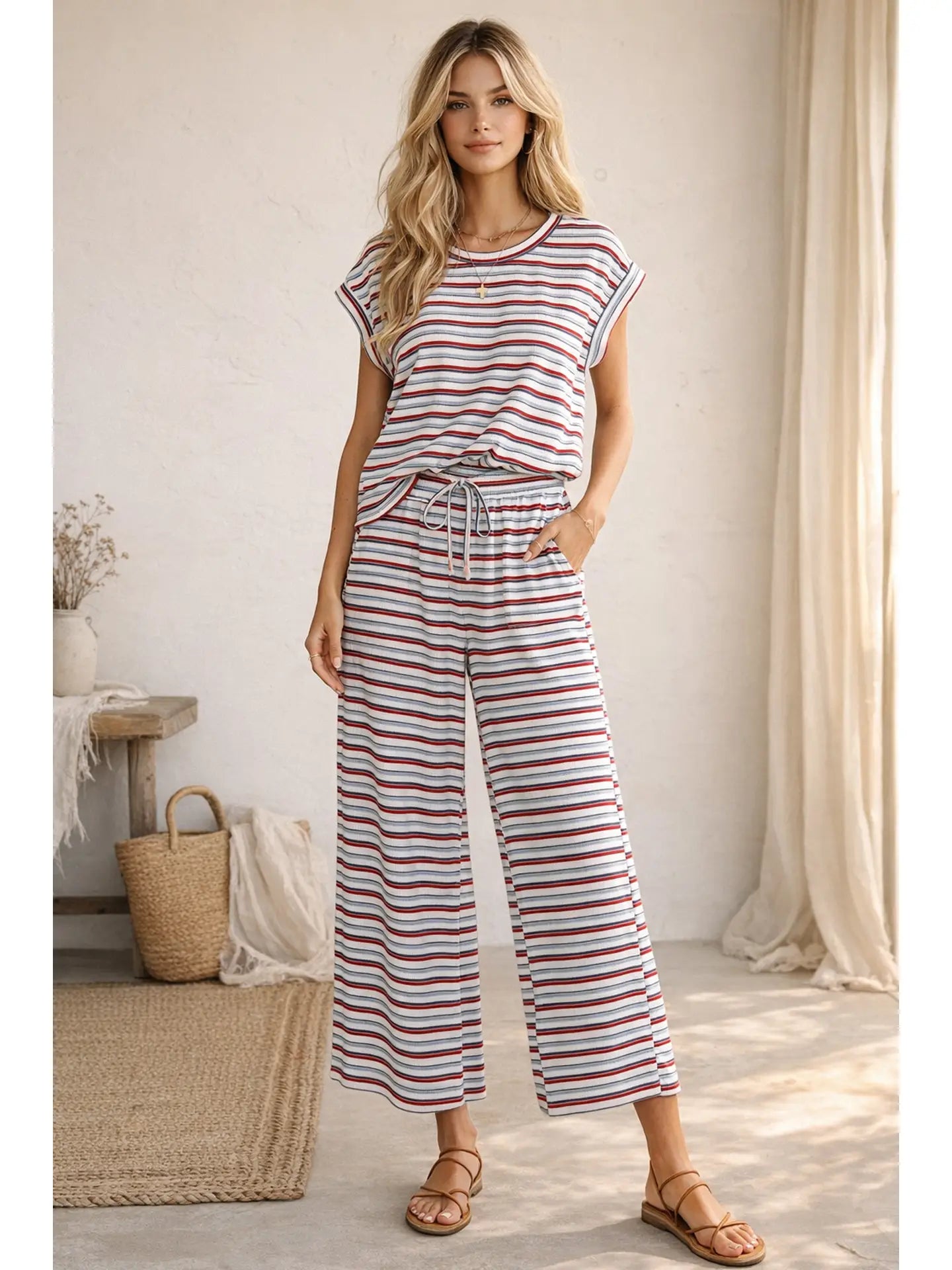 The Americana Striped Ribbed Set