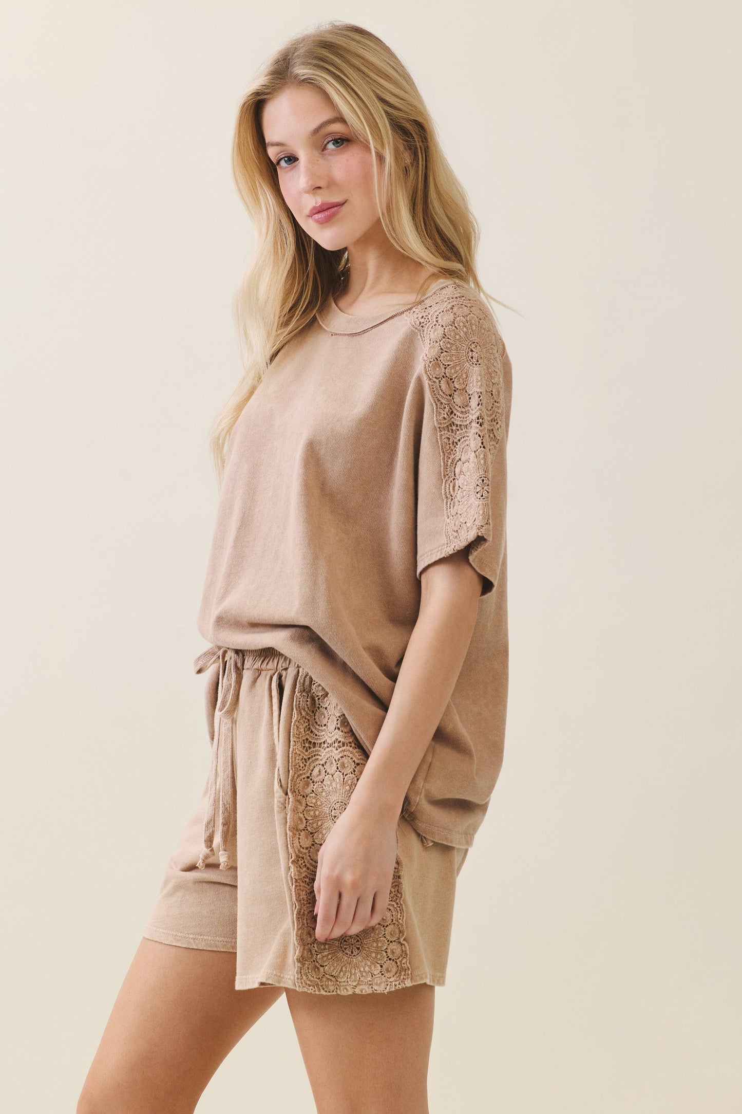 Mineral Washed Boho Trim Top
