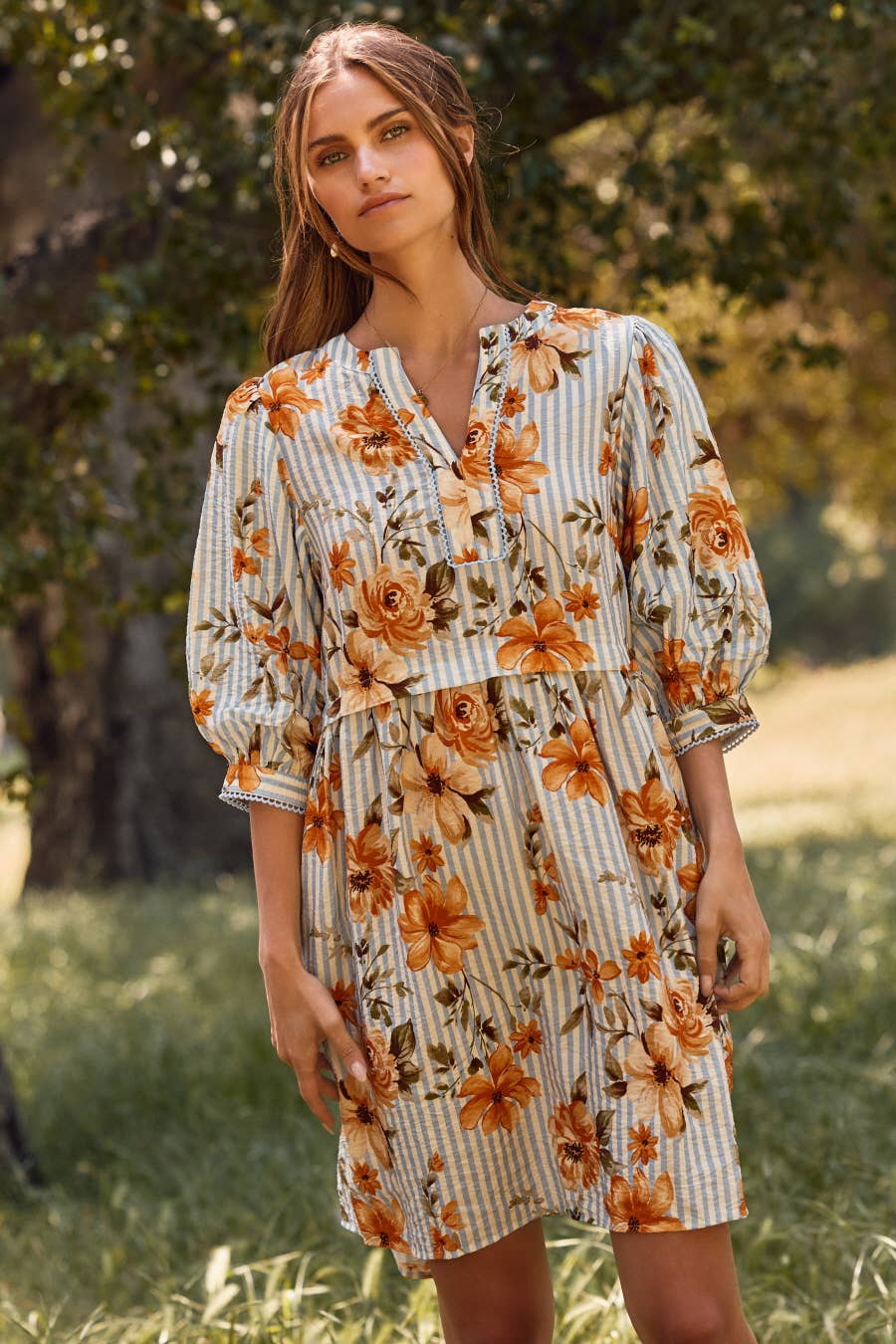 Jolie Striped Floral Dress