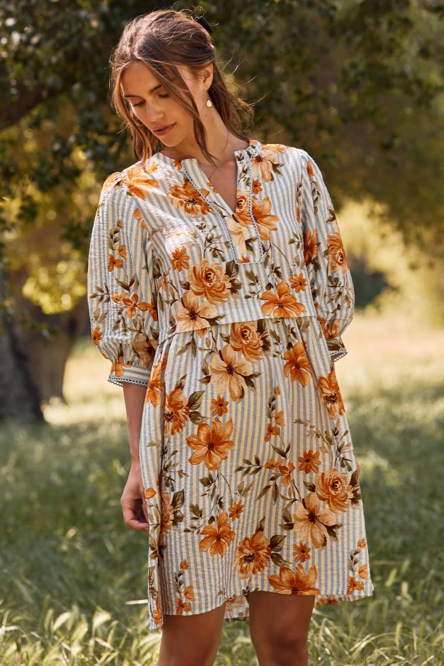 Jolie Striped Floral Dress