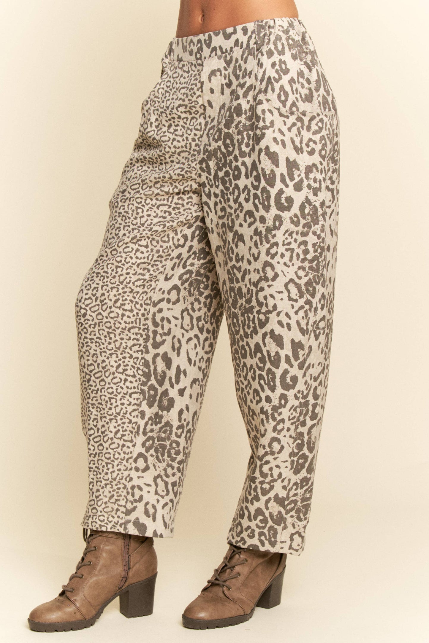 The Leopard Pull on Barrel Pant