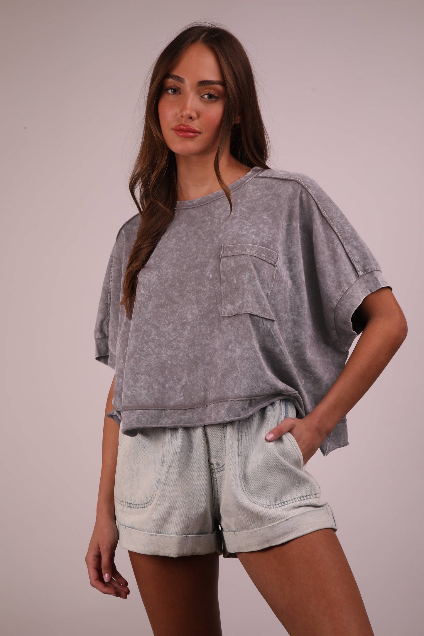 Candy Mineral Washed Oversized Boxy Top