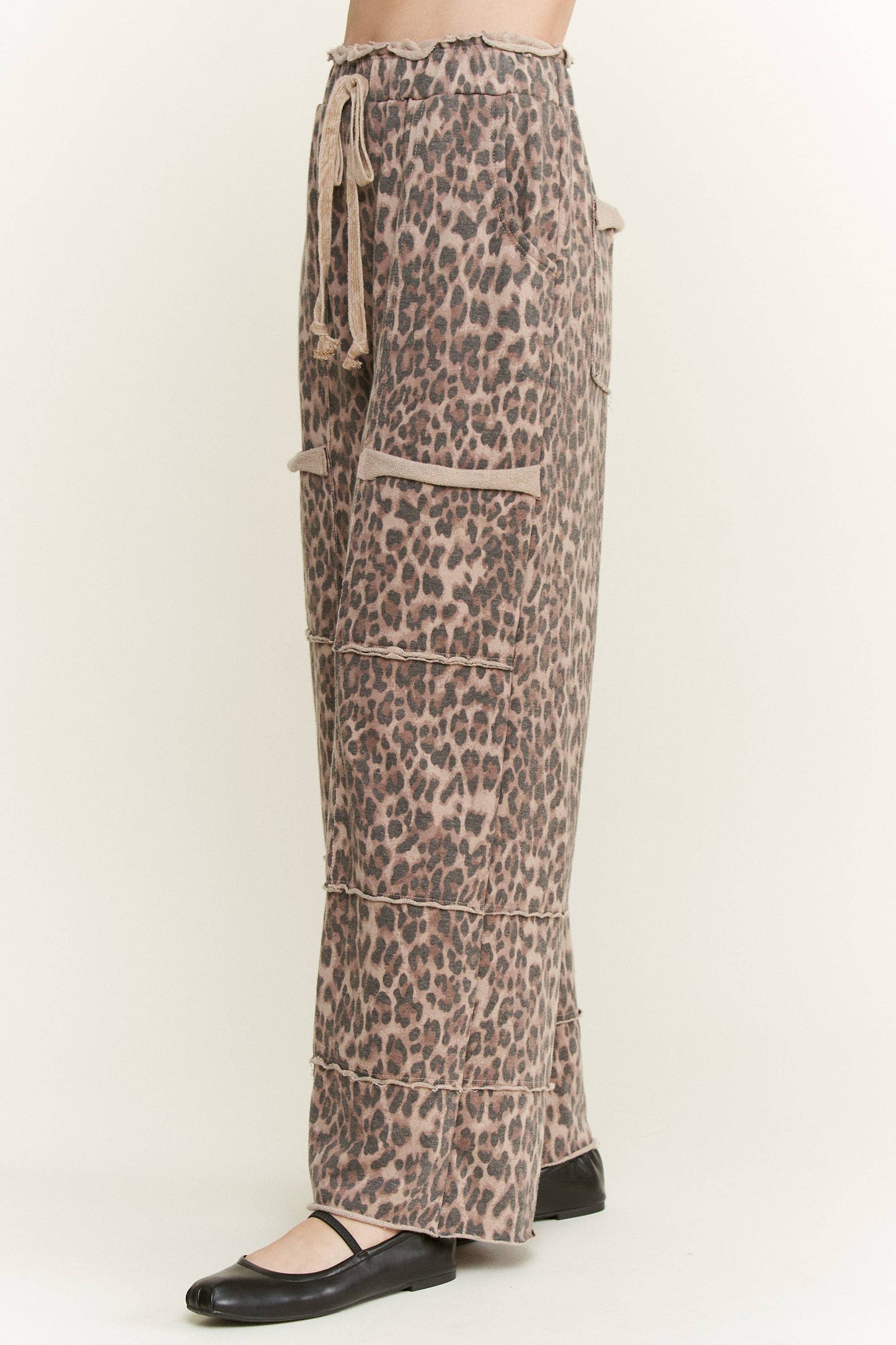 Mineral Washed Leopard Wide Leg Pants