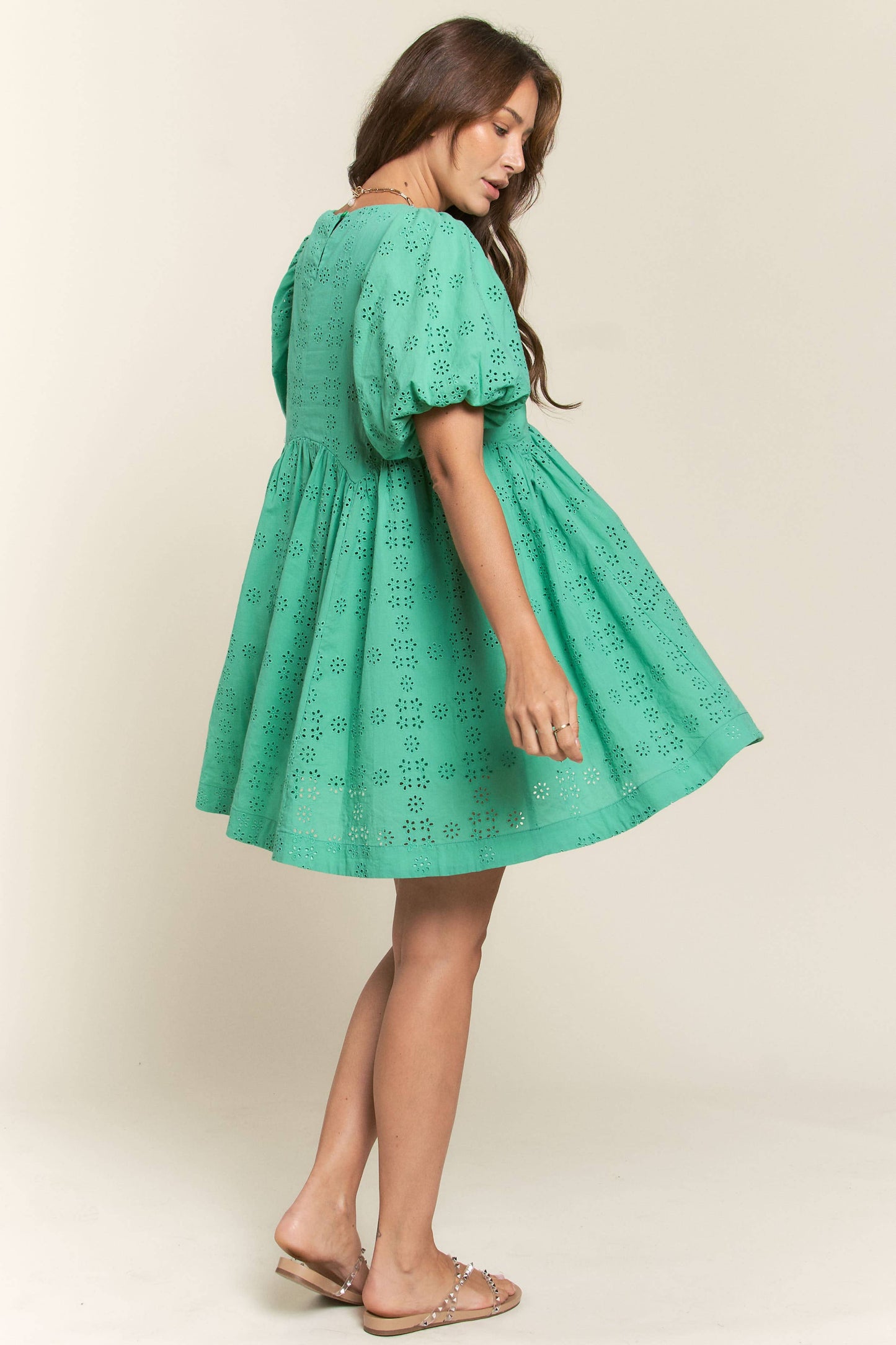 Anna Floral Eyelet Puff Sleeve Dress - Milly's Boutique