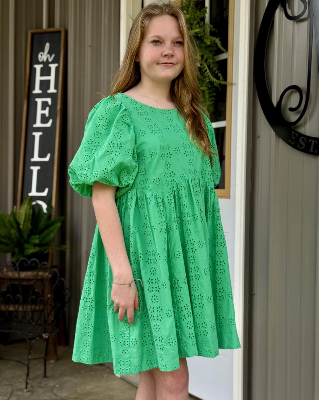 Anna Floral Eyelet Puff Sleeve Dress - Milly's Boutique