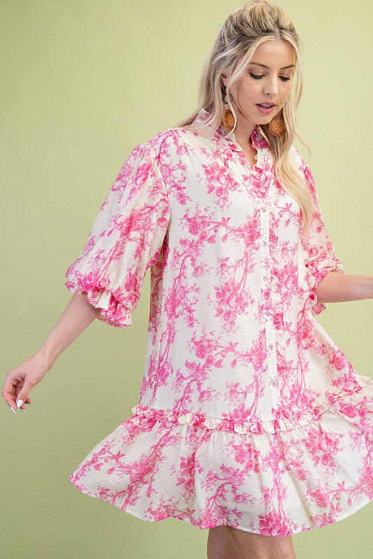 Annie Floral Button Down Ruffle Dress - Milly's Boutique