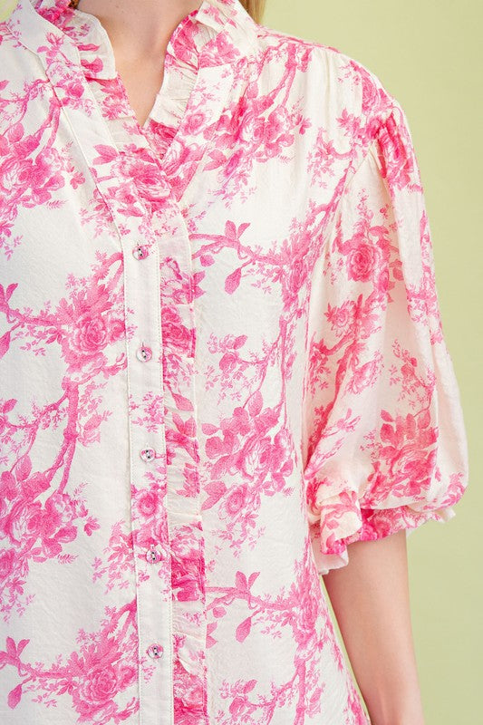 Annie Floral Button Down Ruffle Dress - Milly's Boutique