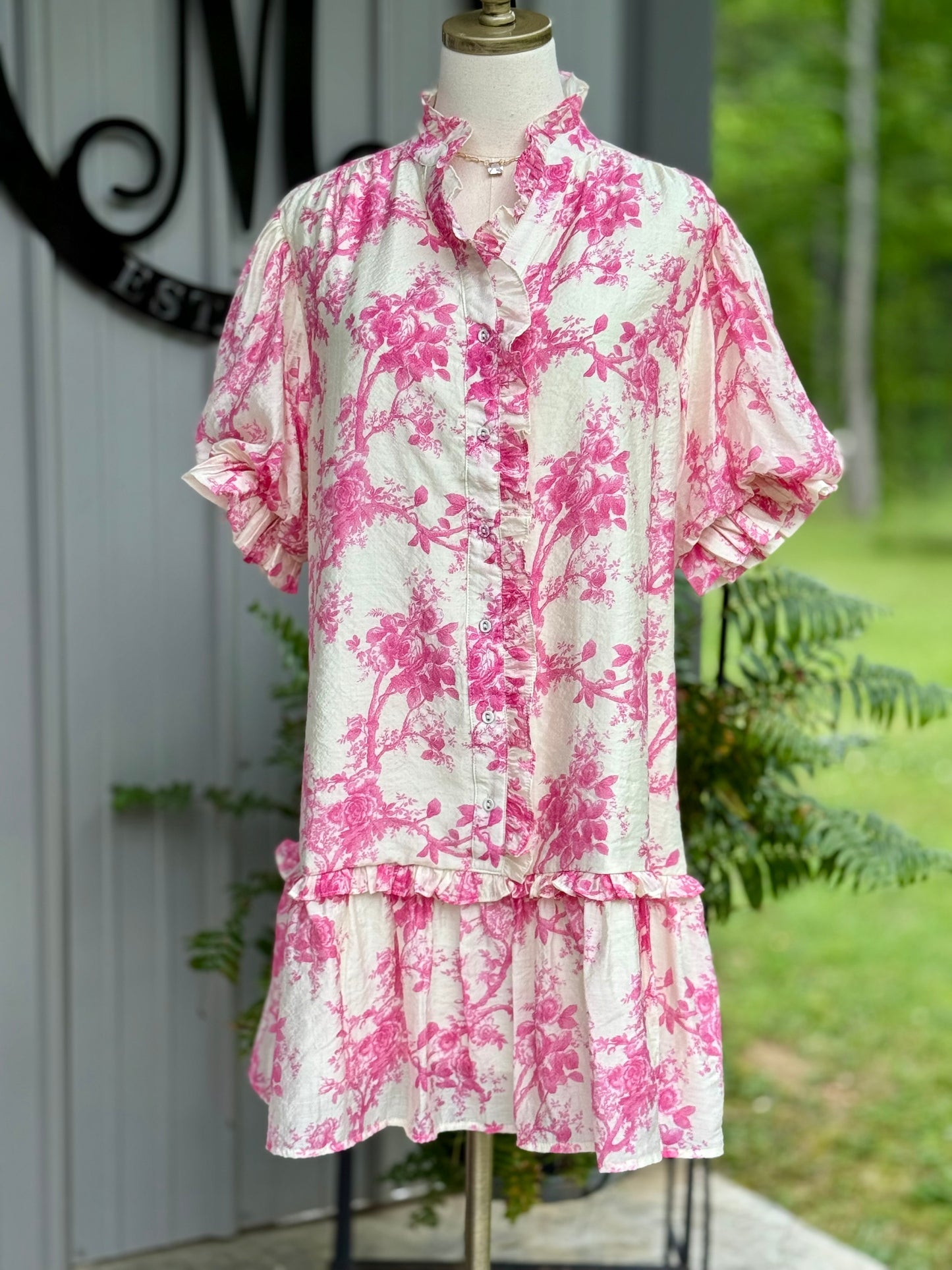 Annie Floral Button Down Ruffle Dress - Milly's Boutique