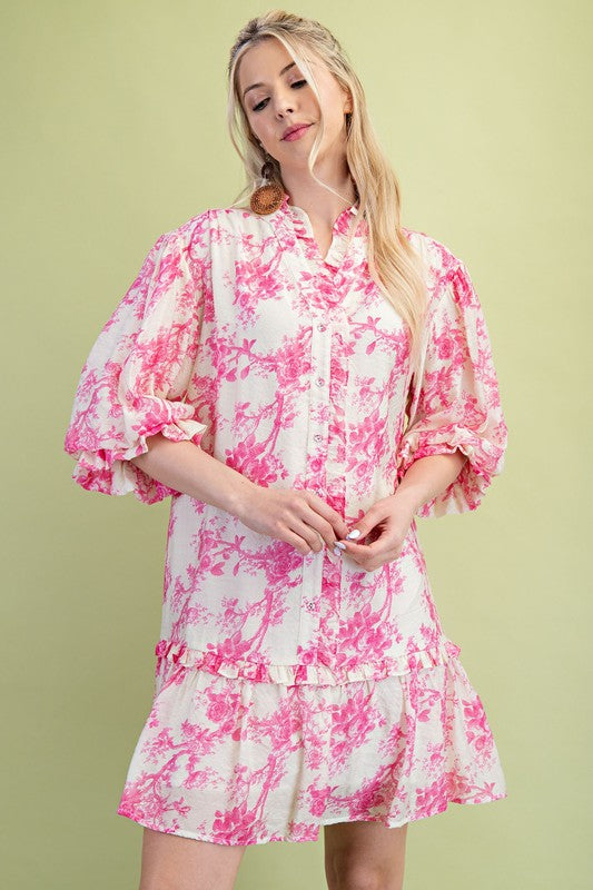 Annie Floral Button Down Ruffle Dress - Milly's Boutique