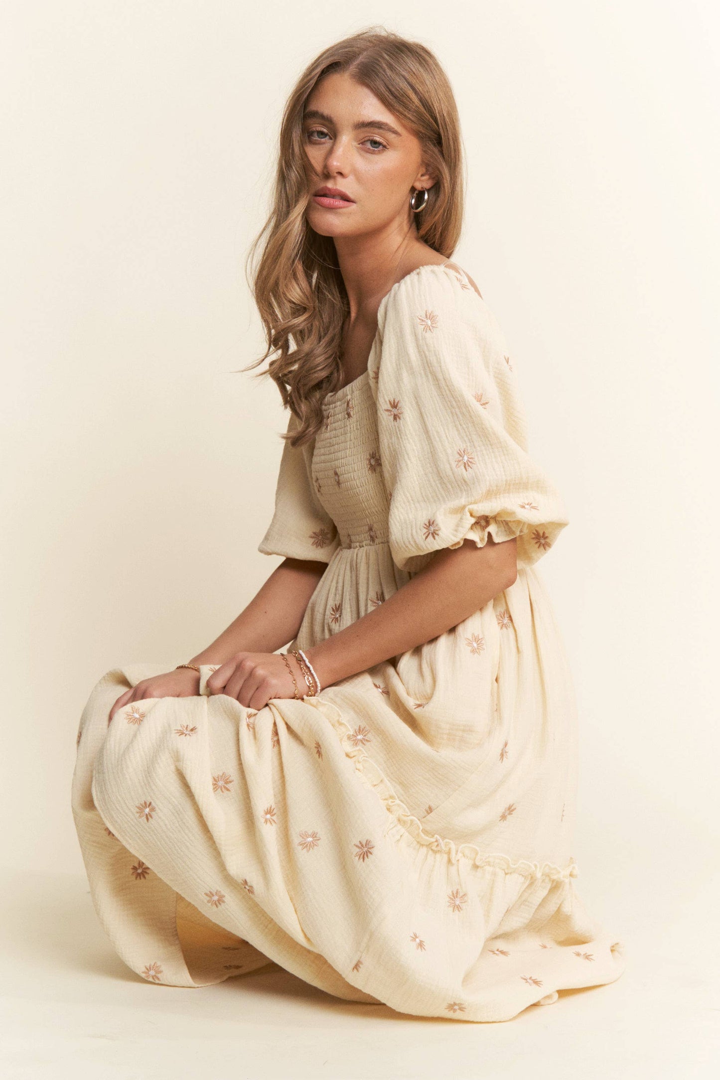 Annie Floral Embroidered Maxi Dress - Milly's Boutique