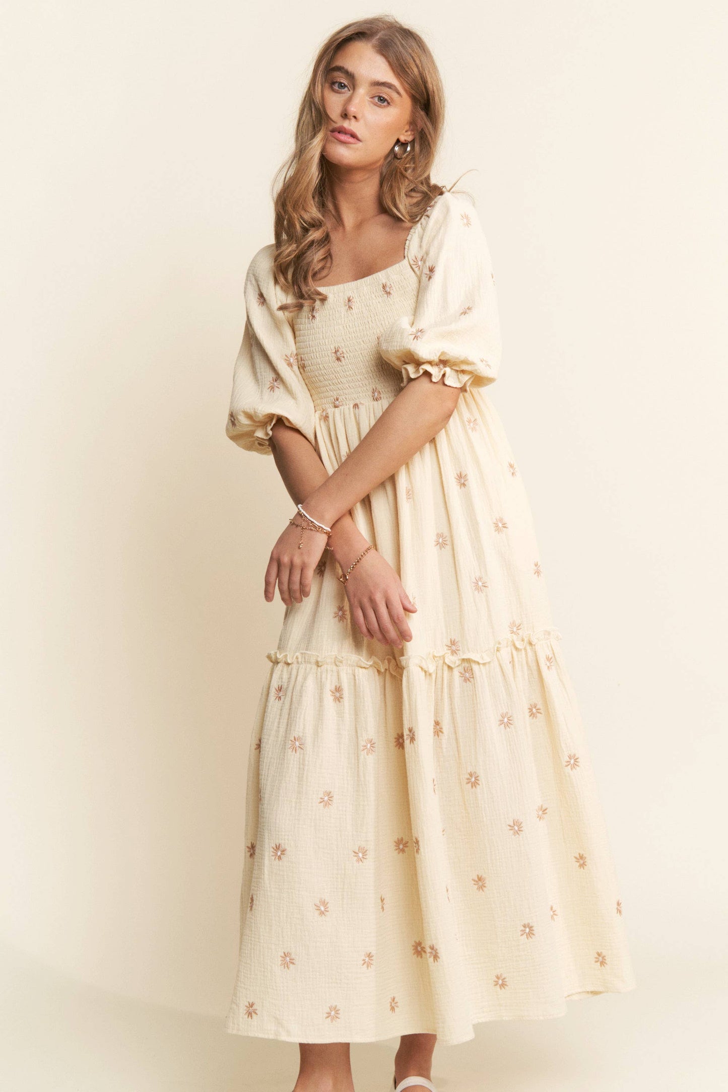 Annie Floral Embroidered Maxi Dress - Milly's Boutique