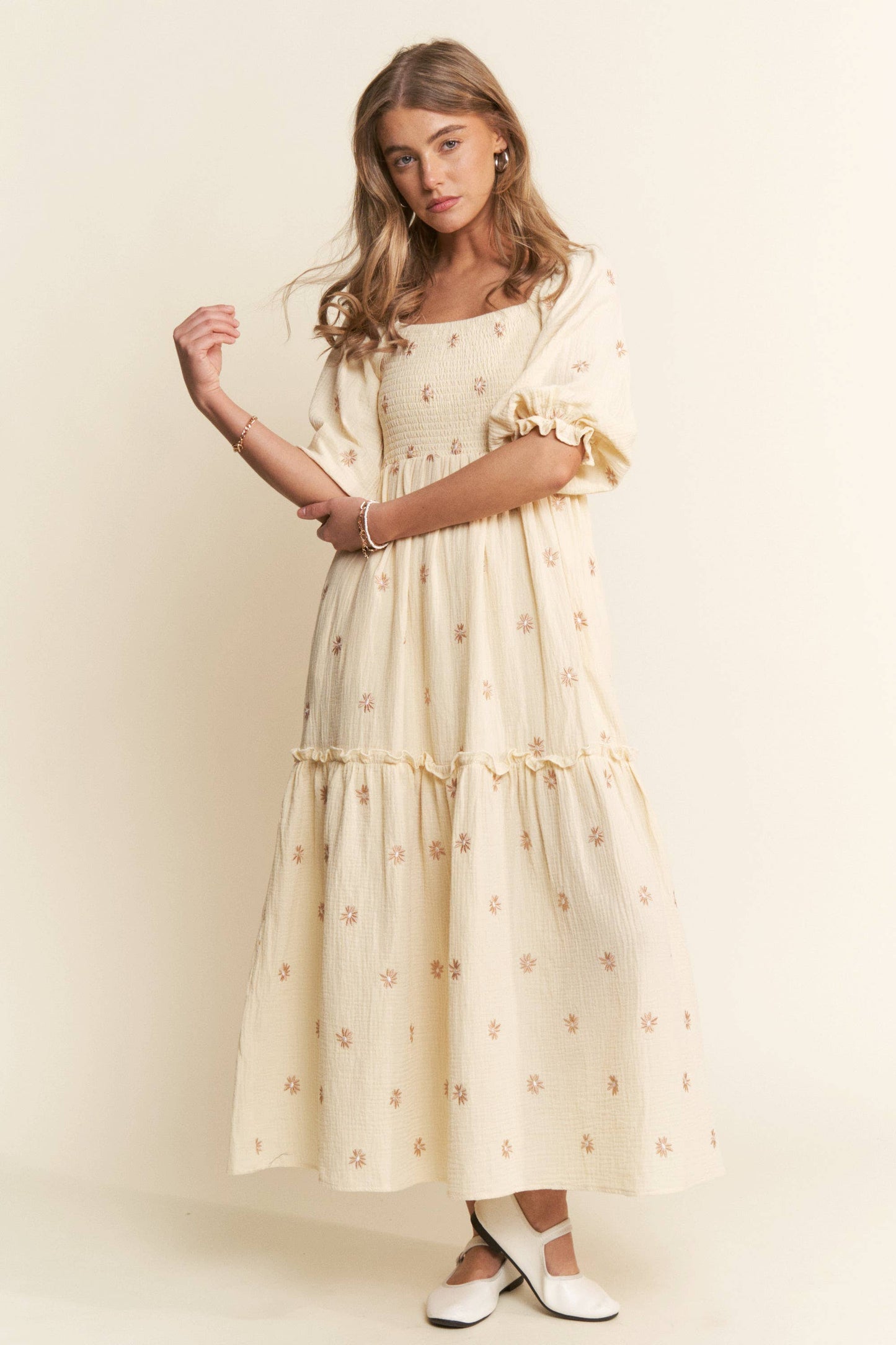 Annie Floral Embroidered Maxi Dress - Milly's Boutique