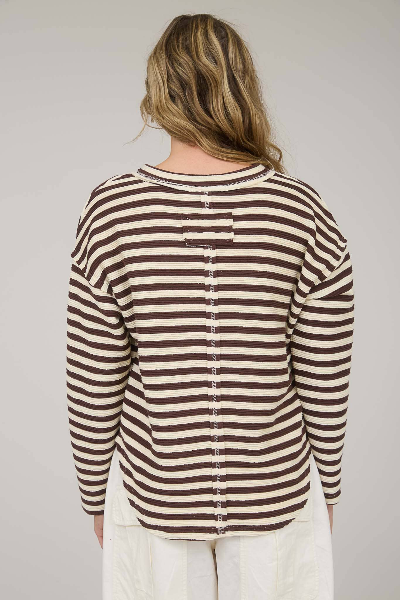 Jackie Split Neck Striped Top